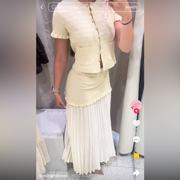 ZARA COMBINED KNIT SKIRT - Picture 4 of 10